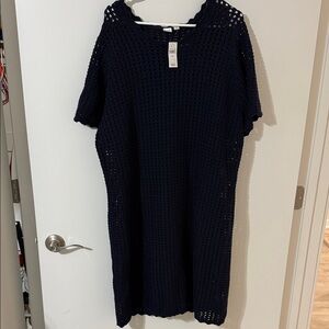 GAP Navy Crochet Midi Dress